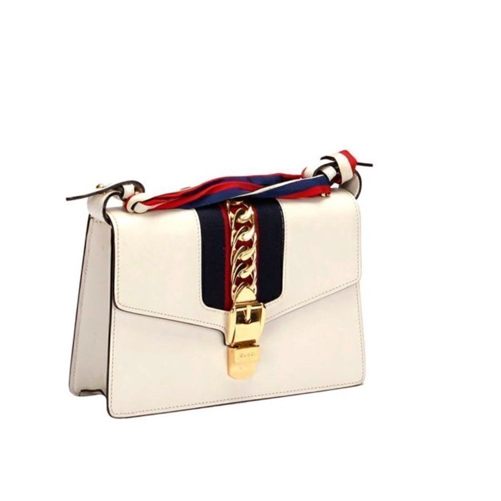 Gucci Sylvie White Leather Shoulder Bag - Picture 6 of 13